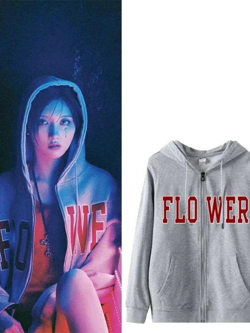 IVE Gaeul Flower Zipper Hoodie